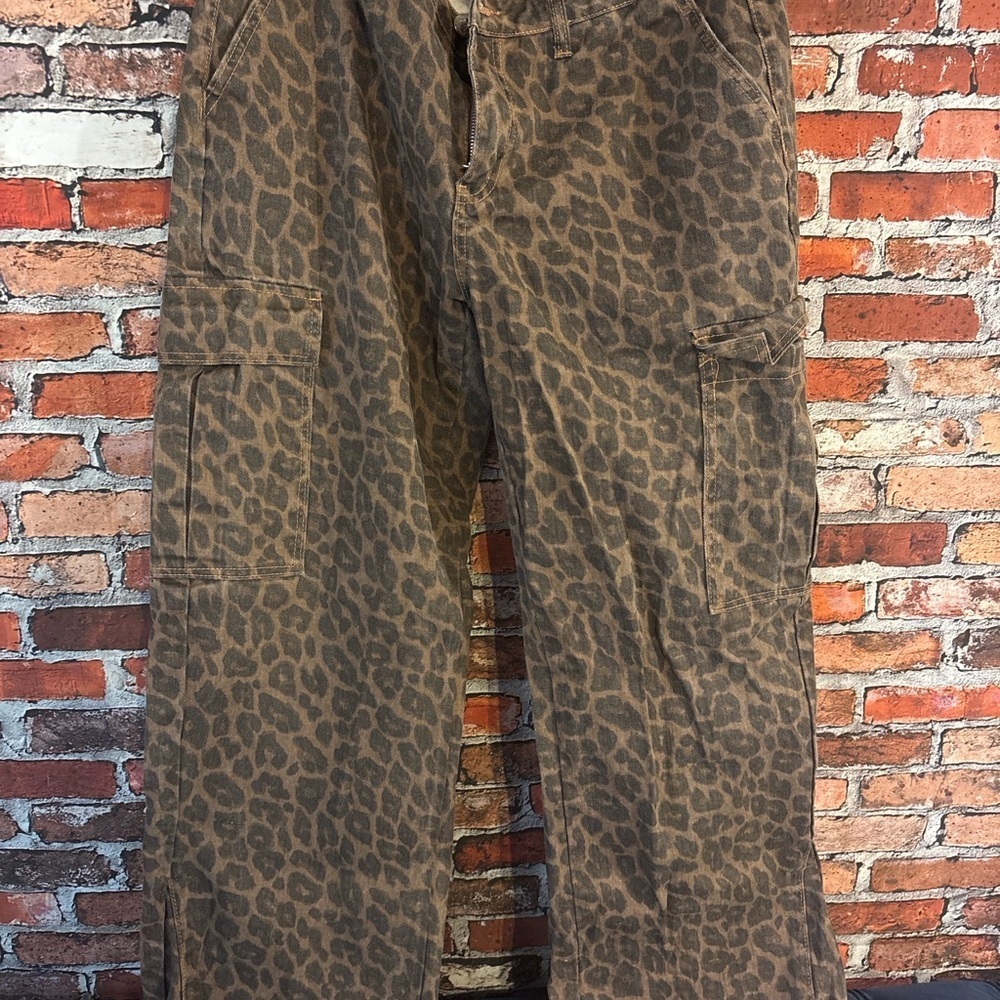 SHEIN Brown Leopard Wide Leg Pants